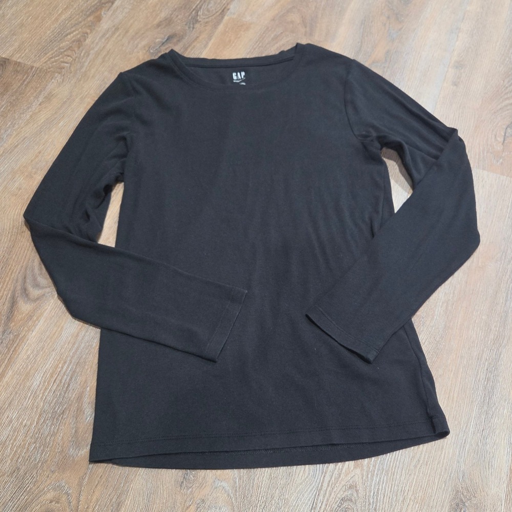 Gap Modern Tee Womens Large Black Long Sleeve Crew Neck Cotton Modal Stretch Top